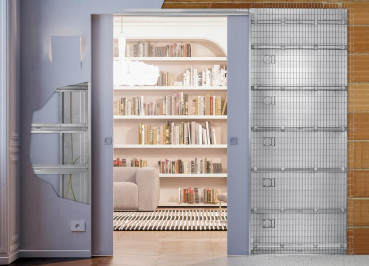 SYNTESIS Line LUCE Schiebetürkasten für doppelflügelige Glas- & Holztürblätter in einer 150 mm Trockenbauwand